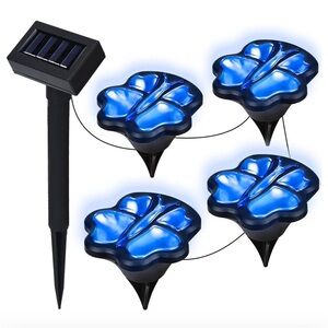 Butterfly Solar Lights, Set of 4 Outdoor Ground Lights (Blue) New!